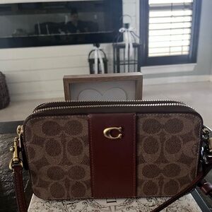 Coach Signature Brown and Tan Crossbody Bag